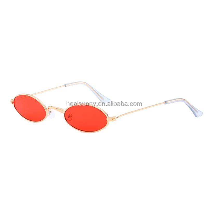 

Sunglasses Black Red Metal Color Sun Glasses Women Shades Retro Small Oval Sunglasses