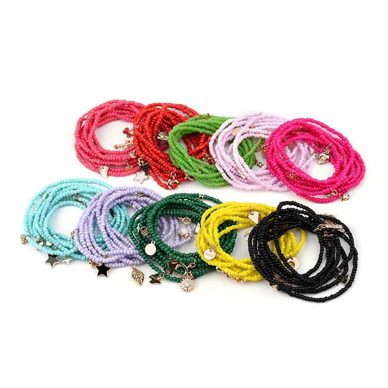 

Wholesale Elastic big size bracelet/necklace/waist beads beaded layer chain with charms