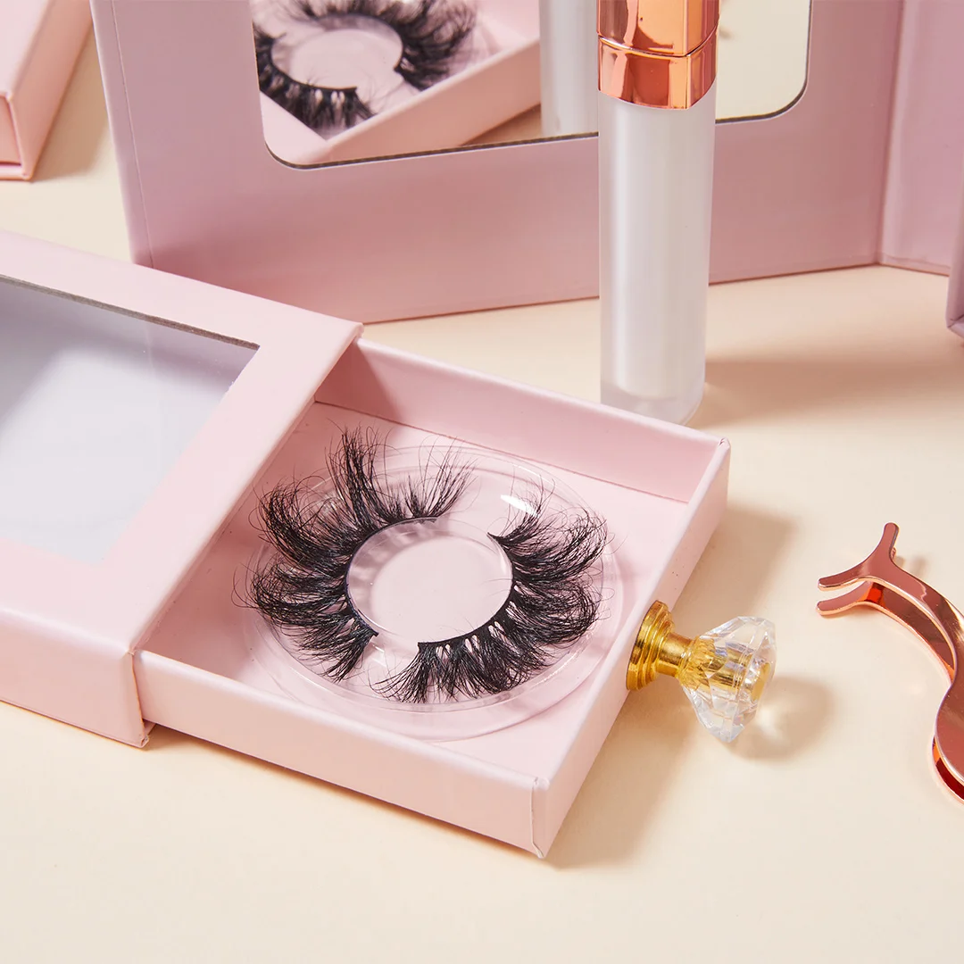 

professional thick and big eyelashes own brand wispies 25mm mink fluffy eyelash