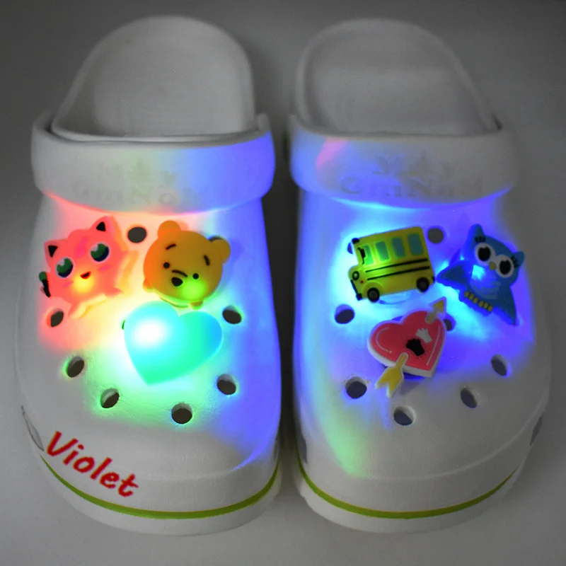 

New Design PVC Rubber Light Up LED Croc Charms Shoe Accessories Buckles For Clog Shoes, As picture