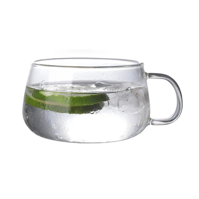 

Japanese Style Handblown Big Belly Drink Cup for Tea Juice Milk Glass Mug, Transparent