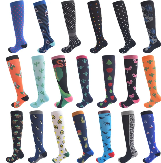 

Stockings Pattern Stripes Dots Plant Fruits Animals Balloon Flamingo Monkey Pressure Fashion Sports Compression Socks, Custom color