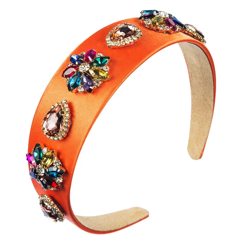 

Luxury Baroque Multi Color Crystal Flower Headband for Lady Extravagant Colorful Geometric Rhinestone Bridal Wedding Tiara Crown, Picture shows