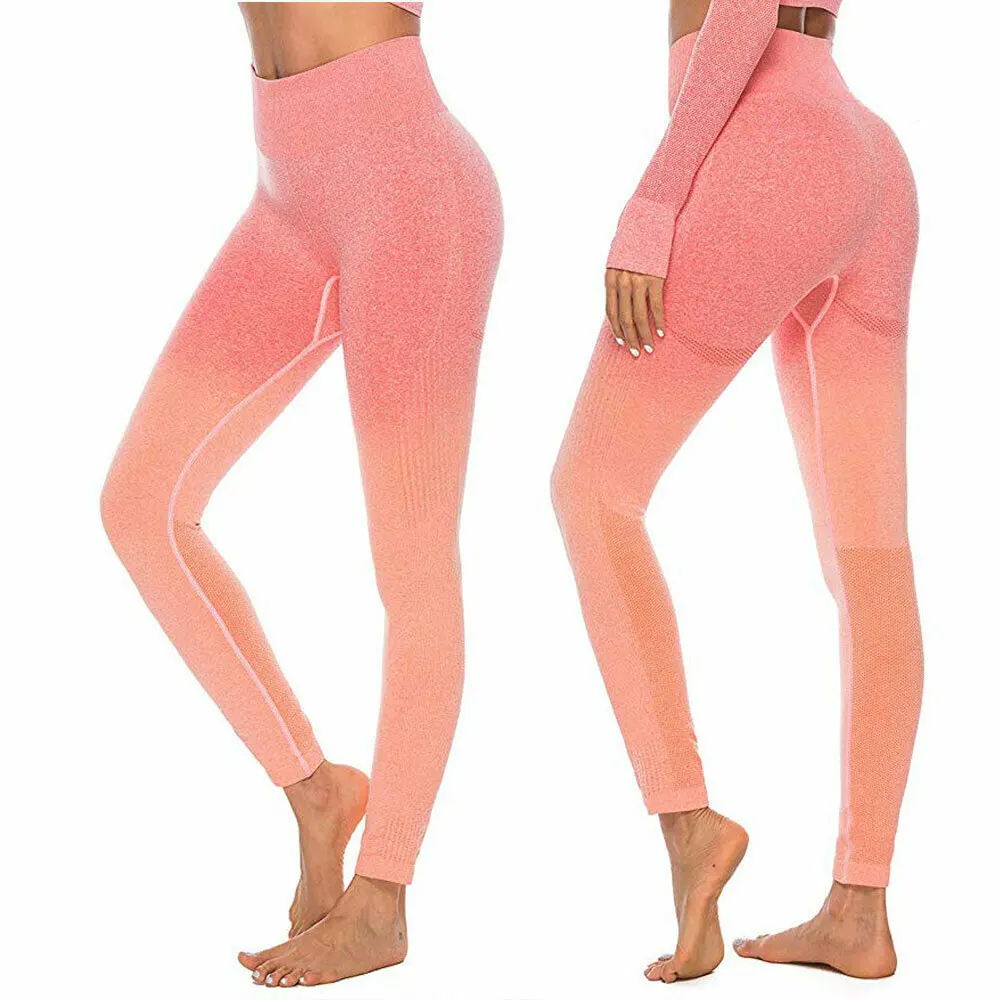 

Women Sports Gym Yoga Pants Compression Tights OMBRE Seamless Pants Stretchy High Waist Run Fitness Leggings Hip Push Up, Customized colors