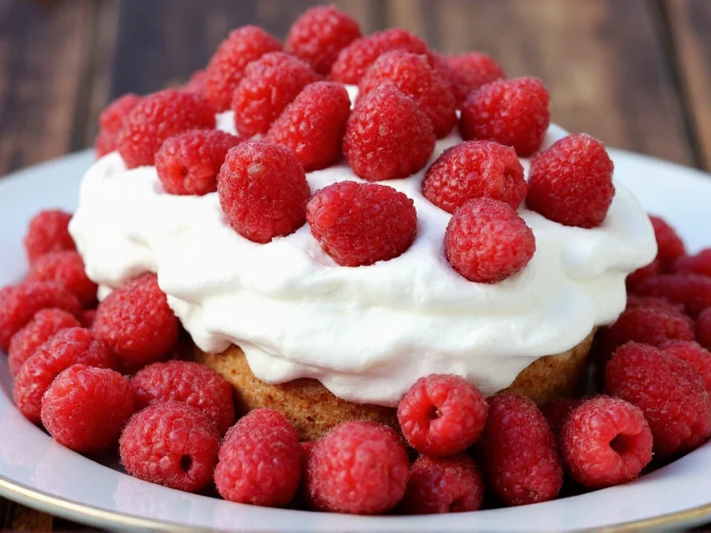 Fluffy homemade whipped cream on fresh berries