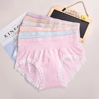 

Custom Logo Women's Anti Bacteria lace Underwear Teen Girls Cotton Panties with lace edge