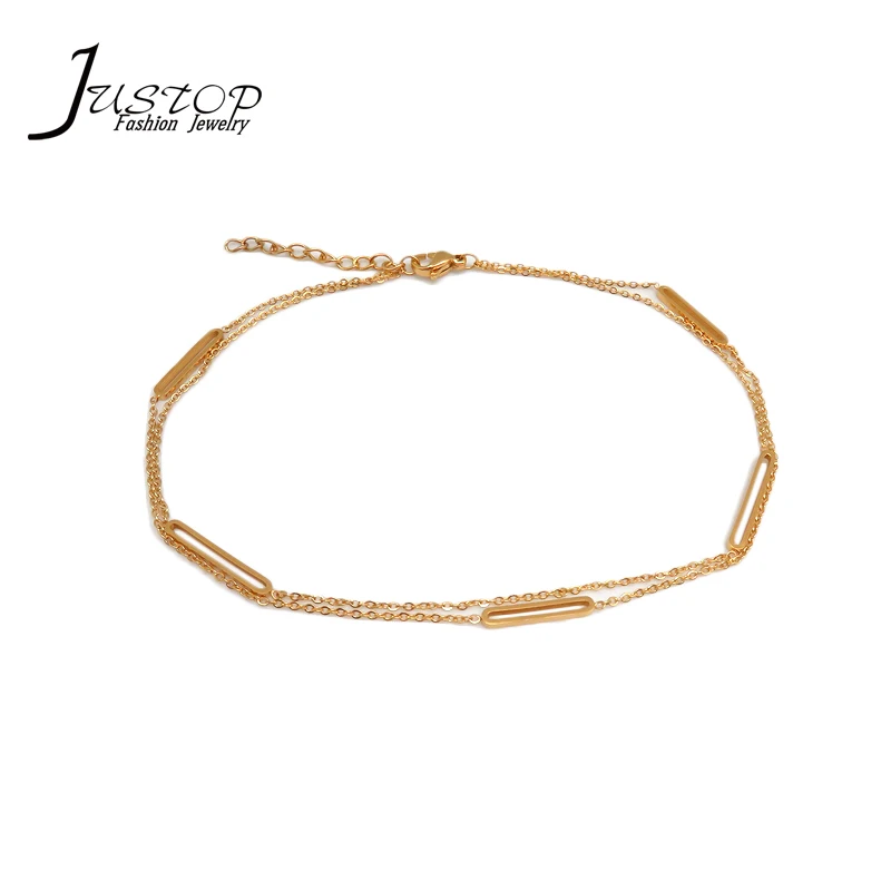 

Guangzhou Fancy Women Jewelry Chain Two Layers Stainless Steel Anklet Bracelet, As picture