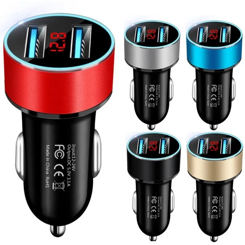 

Car Charging Dual Usb Adapter 2 Usb Port Led Display 3.1a Smart Car Charger Accessories