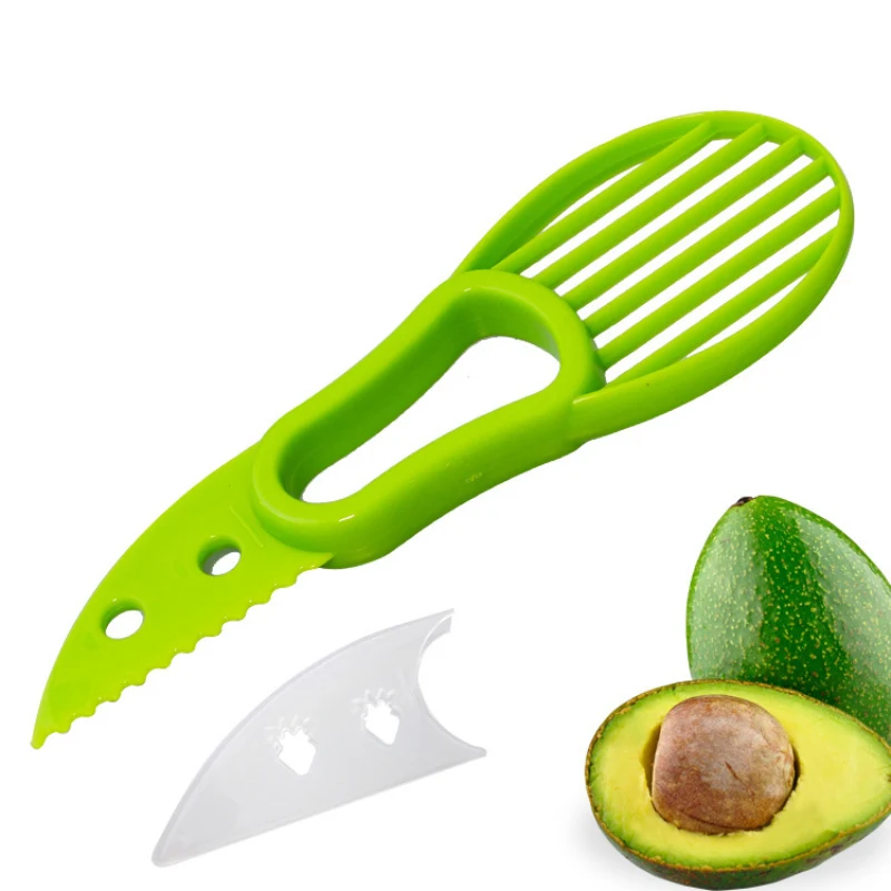 

Multi-function 3-in-1 Avocado Slicer Shea Corer Butter Peeler Fruit Cutter Pulp Separator Plastic Knife Kitchen Vegetable Tools, As photo