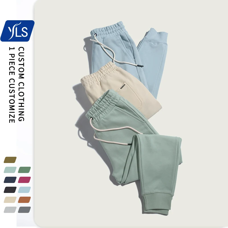

YLS Wholesale Blank Jogger Pants Slim Fit 470GSM Heavyweight Thick 100% Cotton Fleece Custom Joggers Sweatpants for Men