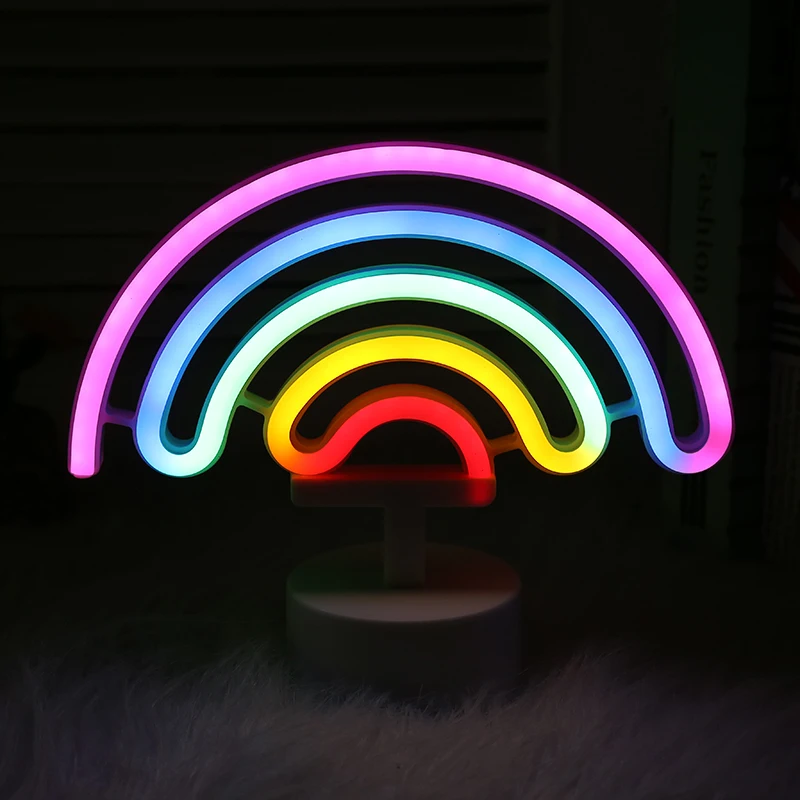 Cheap price rainbow led neon lamp plastic home decoration neon base sign night light