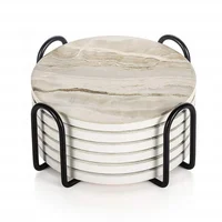

Round absorbent paper drink coasters with Holder Marble Style Absorbent Ceramic Coaster Sets