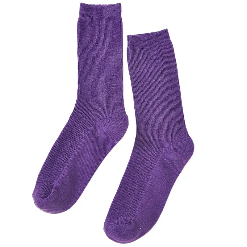 Korea Fashion Autumn Spring Pure Cotton Socks Women Sport Crew Socks Solid Color