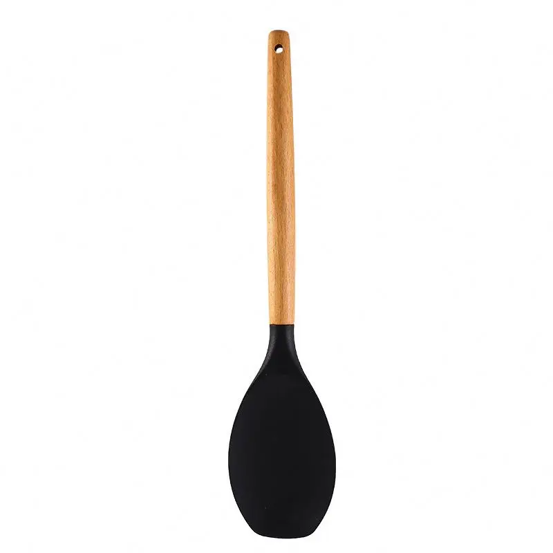 

Large supply non-stick Silicone Kitchenware Utensils Slotted Spoon with stainless steel handle
