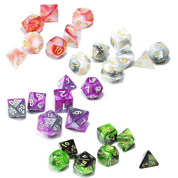 

Wholesale high quality muti-colored Rpg Acrylic tarot game custom Polyhedral Dice Set, Colorful