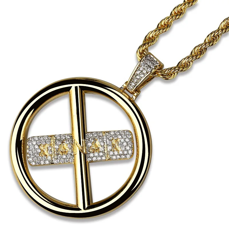 

Hip-hop rap cross circle men's charm necklace micro zircon hipster pendant jewelry