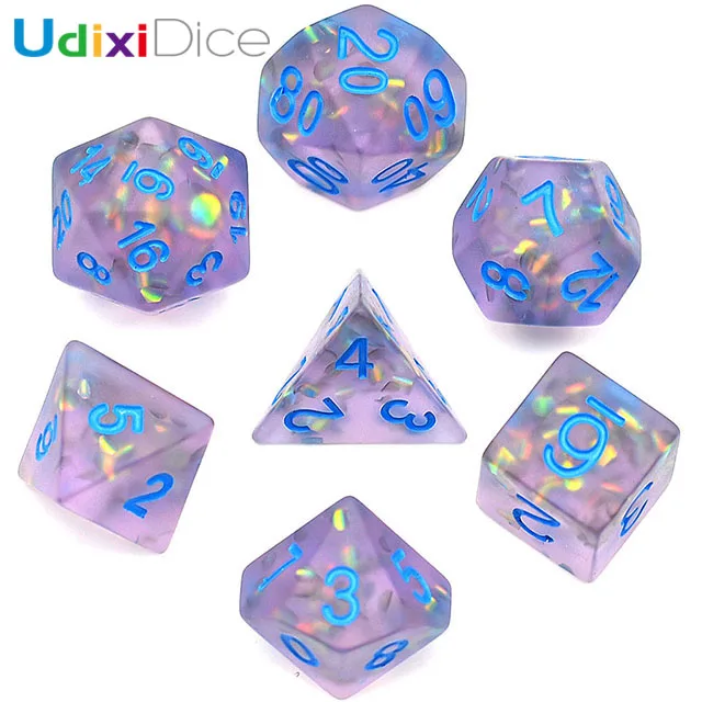 

D20 Custom Made 7 pc RPG Dice for DND Board Games, Purple