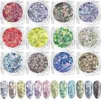 

Hot Selling Mix Colors of Christmas Decoration Nail Sequins sticker Light Color Nail Art DIY