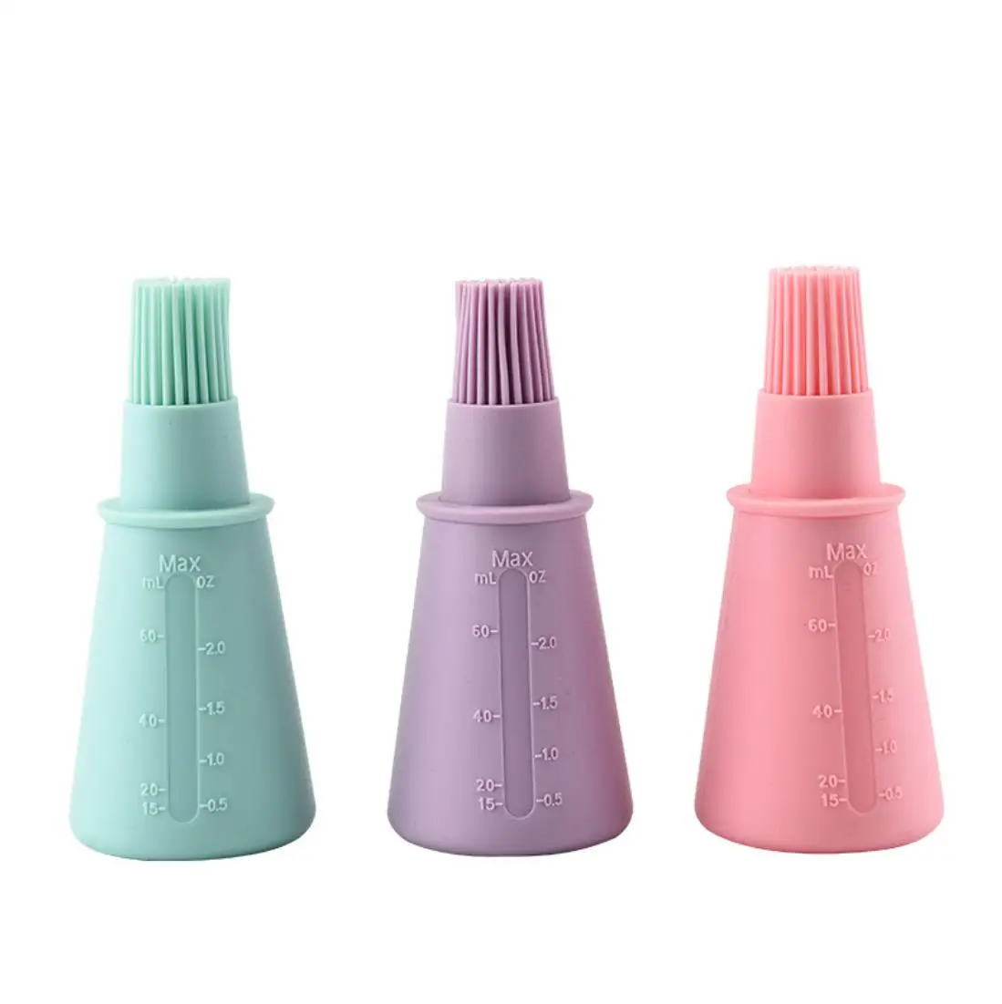 

Silicone Bottle Brush with Dispenser Honey Oil Bottles Containers for Barbecue Cooking Baking Pancake BBQ Kitchen Storage Travel, Pink/purple/blue/customer request