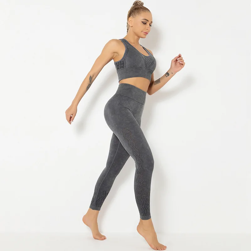 

Wholesale Women Sports Gym Wear Tights And Crop Top 2 Pieces Seamless Yoga Set, As picture