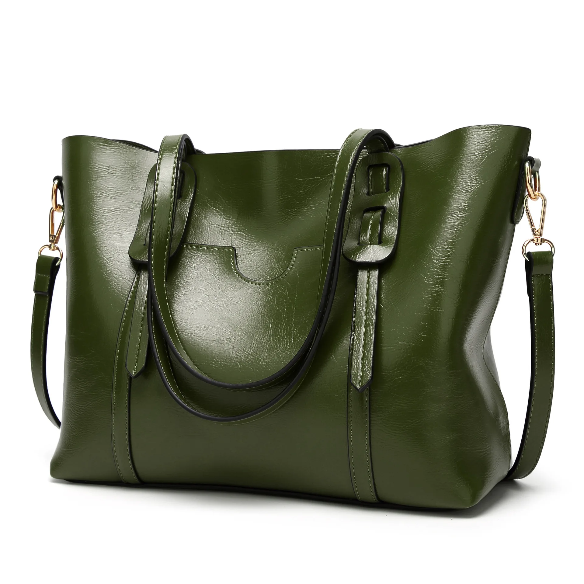 

Fashion Casual Women's Bag Cross Border New Women's Fashion One Shoulder Handbag Pu Oil Leather Versatile Women's Bag