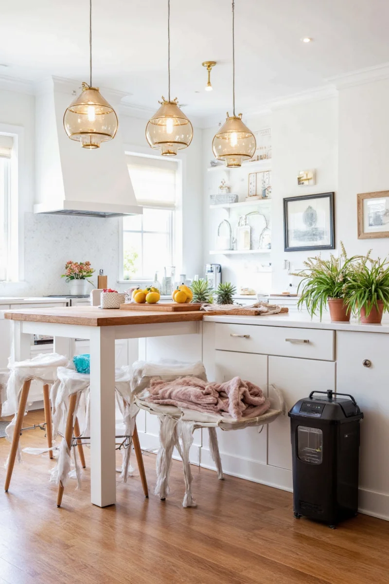 Clustered mini pendant lights for kitchen