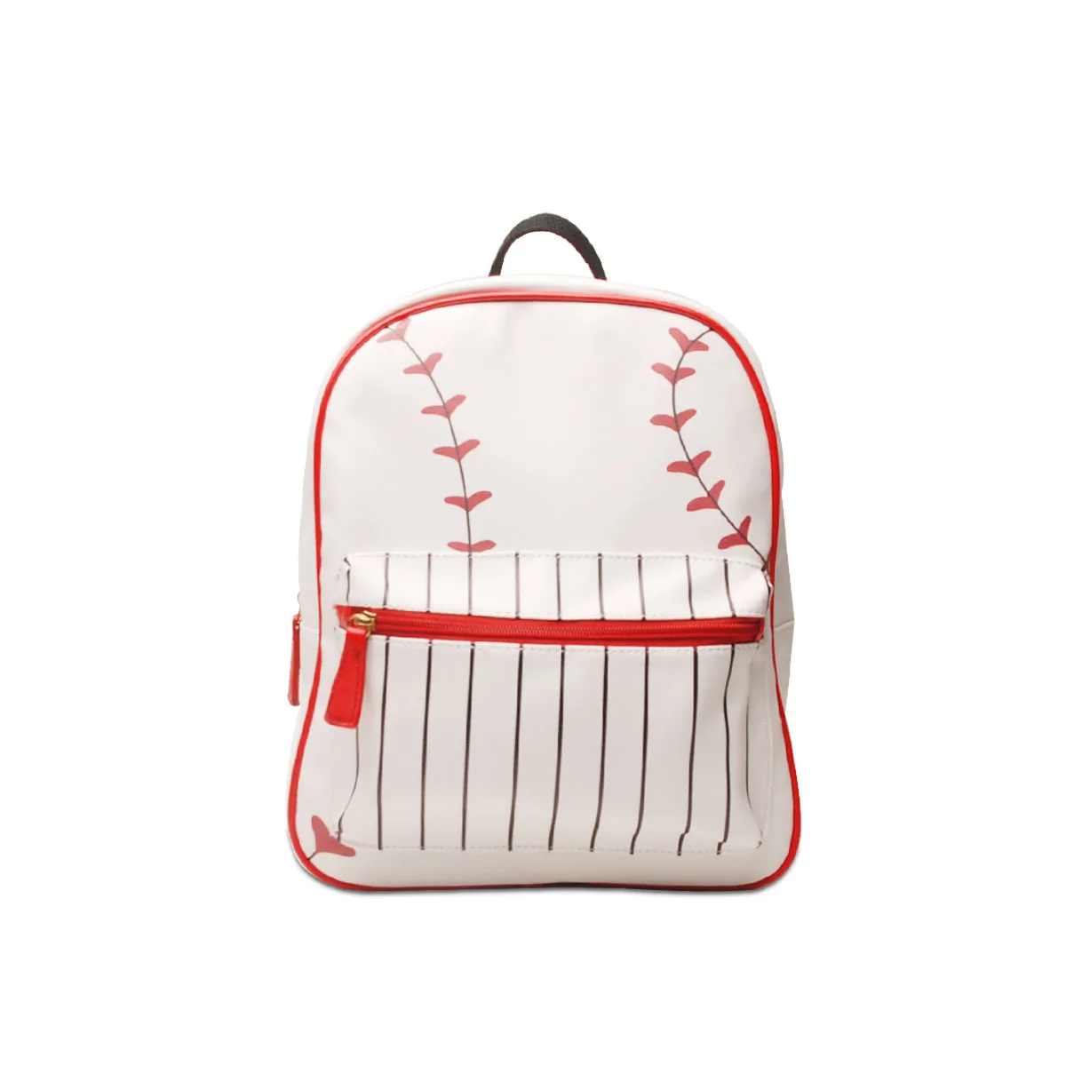 

Wholesale Stripes Print Baseball Backpack Durable PU Leather Sport Use Backpack for Women Zipper Closure White Bag DOM-1141767