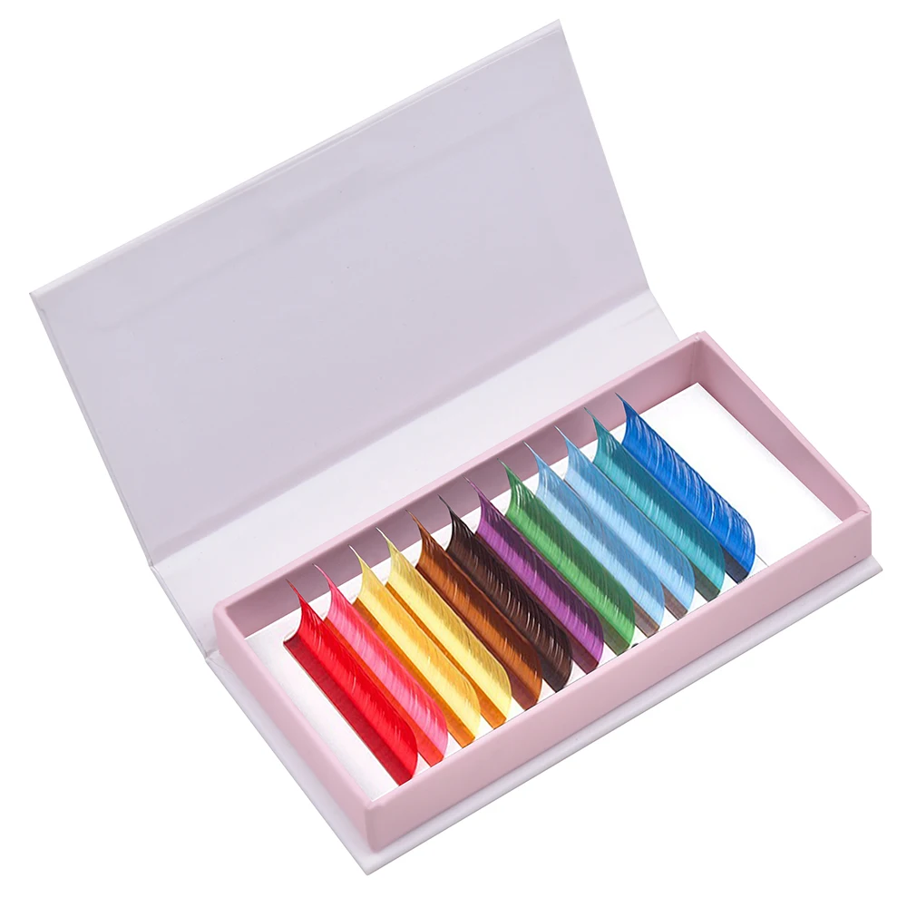 

Wholesale colorful individual eyelash extension silk rainbow Ukraine white color lash trays vendor