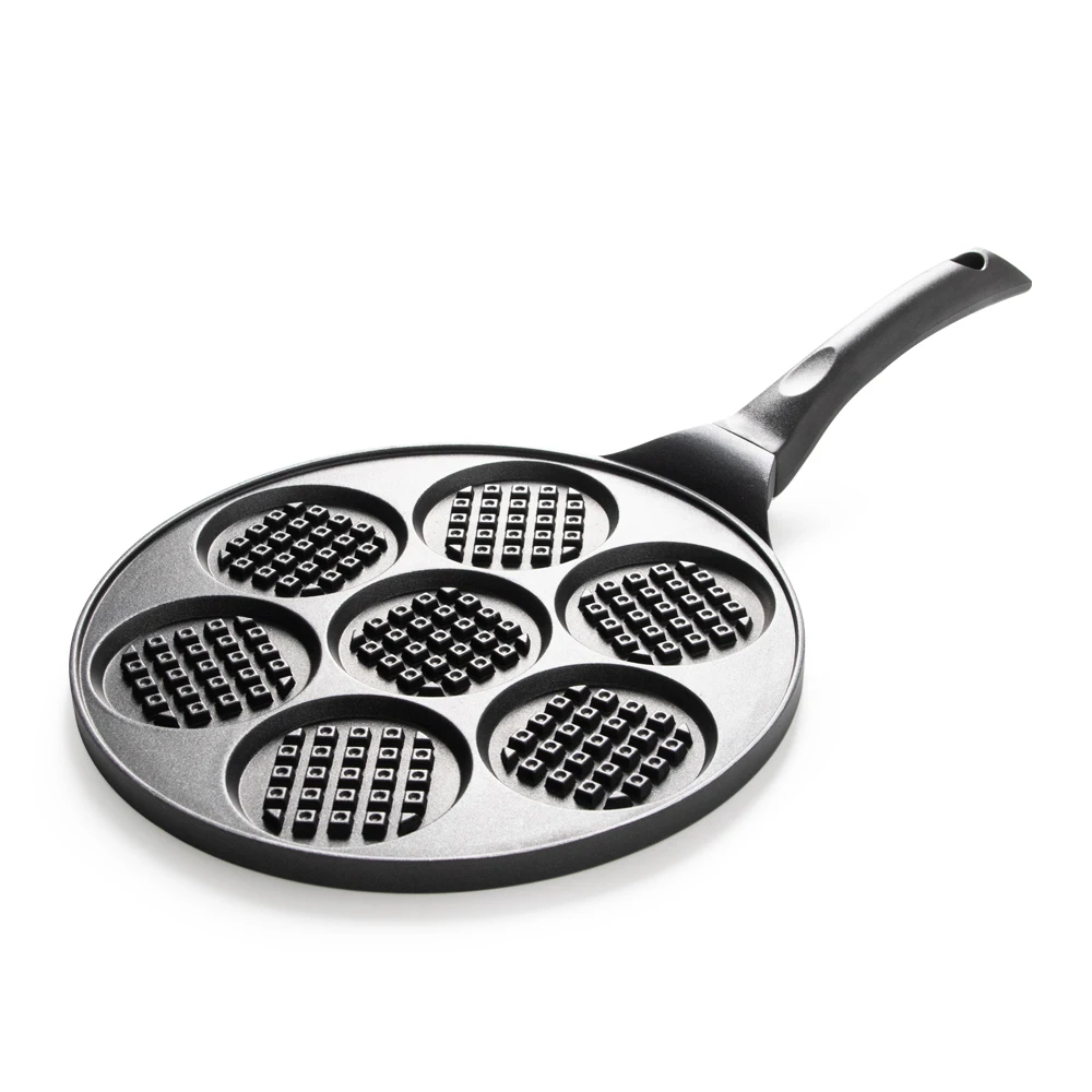 

2021 New Baking Custom Logo 7 Hole Die-Cast Aluminium Alloy DIY Waffle Non-stick Frying Pan Mini Pancake Pan