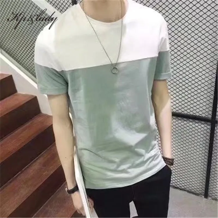 

Wholesale high quality luxury mens t-shirt patchwork short sleeve t-shirt round neck t-shirt, Customed