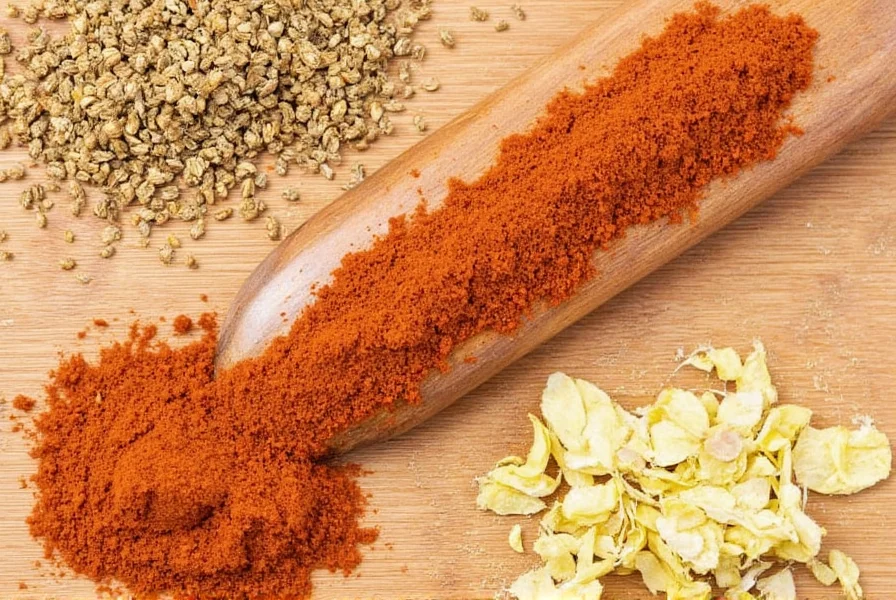 Kitchen tools and spices arranged neatly