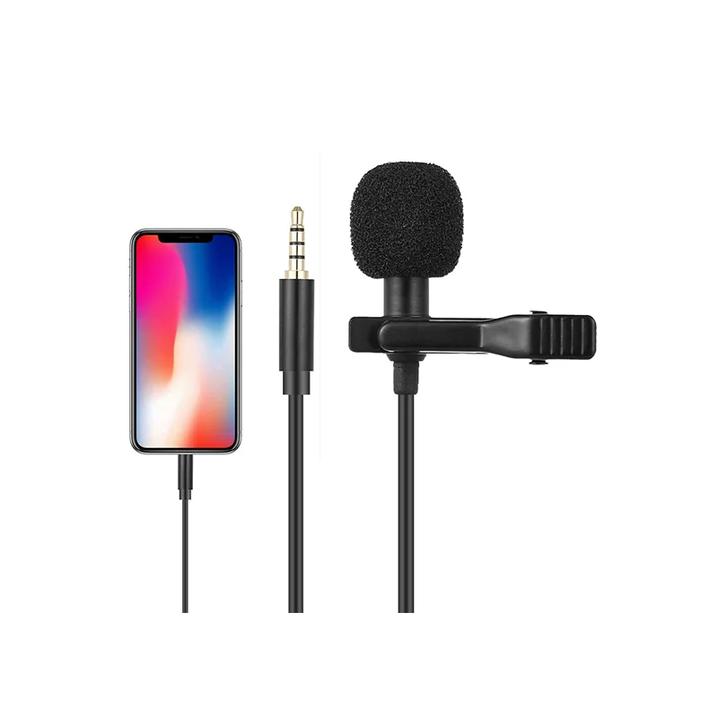 

Professional Condenser Lavalier Mic Microphone Mini Wired 3.5mm Clip Microphone Lapel Recording Microphone For Mobile Phone