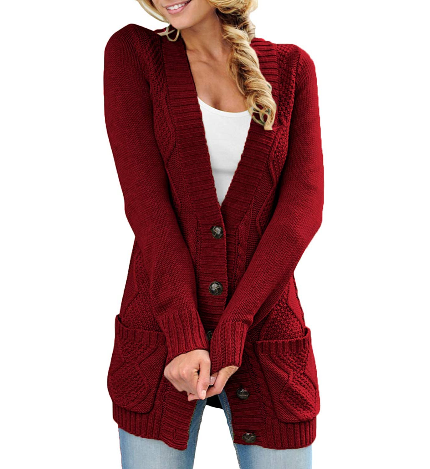 

2020 fall autumn winter cardigan sweater tops knitwear womens fashion plain long knitted sweaters coat for ladies, As the picture shows