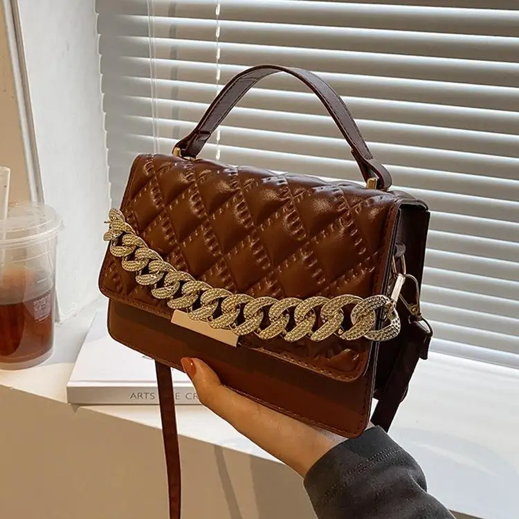 

Wholesale Ladies Pu Leather Small Hand Bags Chain Quilted Crossbody Handbags