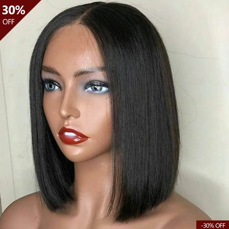 

Factory Wholesale Peruvian Virgin Human Hair Pre plucked Natural Hair HD Lace Straight Bob Wigs for Black Woman