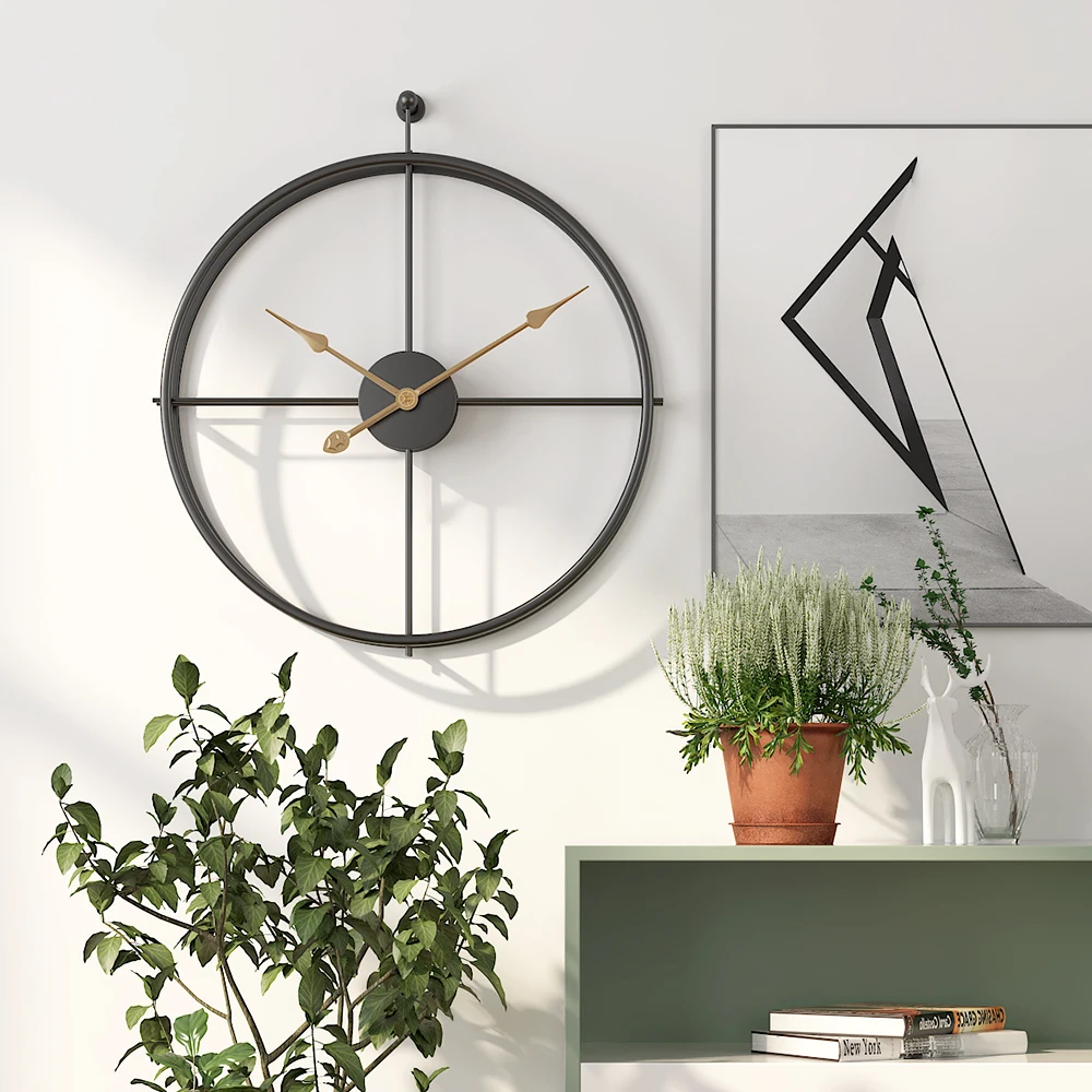 

Large Vintage Metal Wall Clock Modern Design For Home Office Decor Hanging Watches Living Room Classic Brief European Wall Clock