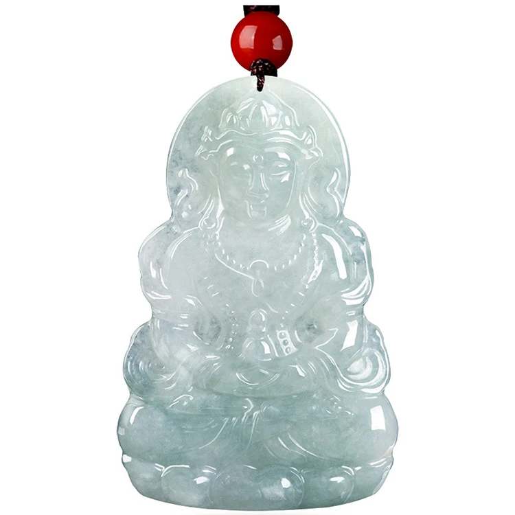 

Certified Grade A Natural Burma Jadeite Guanyin White Tara Buddha Pendant Ice Jade Pendant Myanmar Wholesale