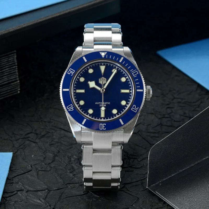 

Rts stock free ship san martin dome sapphire glass pt5000 sw200 movt bgw9 blue Luminous 20atm diver watch for sale