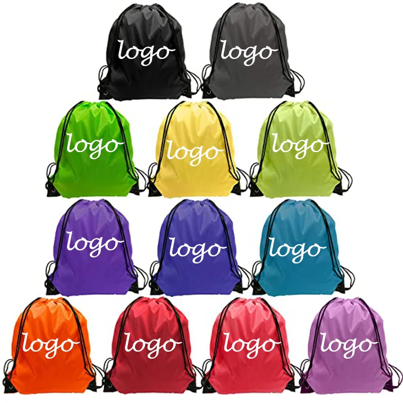 

Wholesale Cheap custom logo Polyester Drawstring Backpack Bags Drawstring bag for for Kid Women Gym, Customized colors.