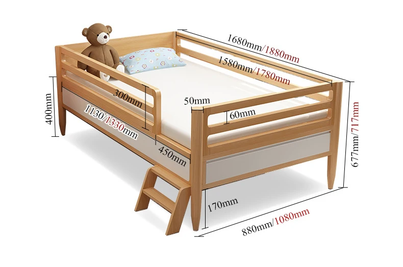 product-Multifunctional Eco-Friendly Paint Kids Crib Attached Adult Wooden Toddler Children Bed Set--2