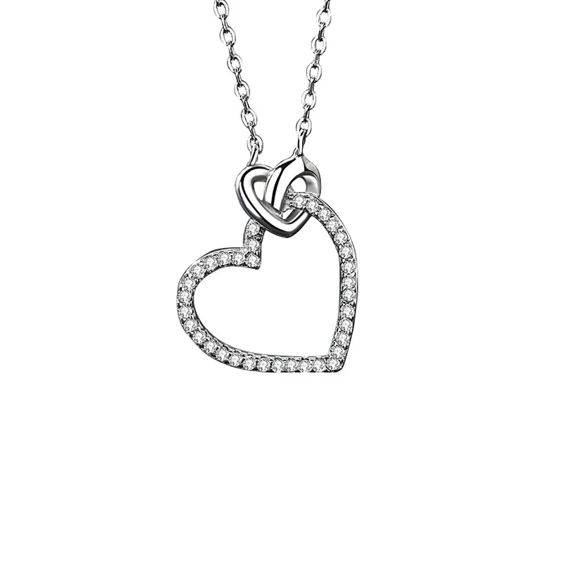 

Trendy Designer 925 Sterling Silver Zircon Minimalist Hollow Love Heart Chain Clavicle Pendant Necklace for Women Fine Jewelry