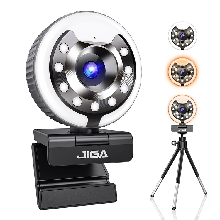 

US CA UK EU in Stock Web Camera 1080P Auto Focus Webcam Privacy Protection Computer Camera Webcam With Ring Light, Customised color