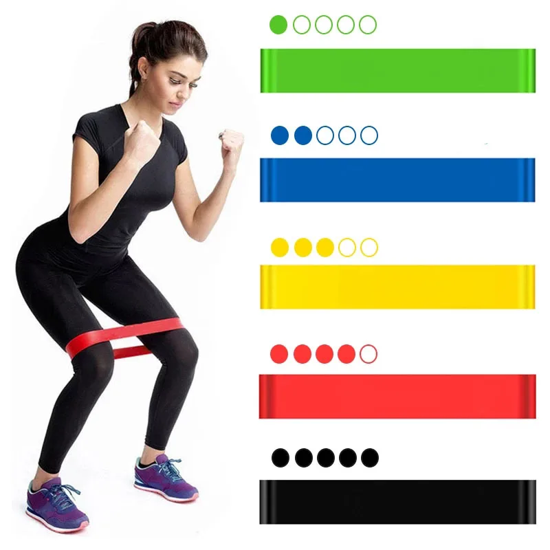 

RTS 5 loops fitness resistance bands set Exercise resistance loop bands Exercise bands for arms and legs, Yellow/red/green/blue/black