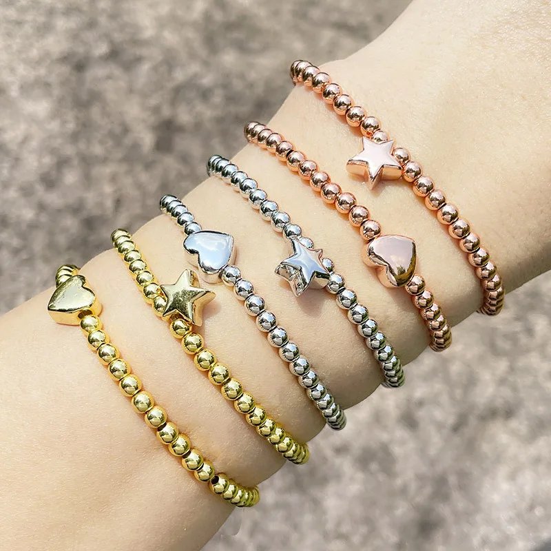 

Sailing Jewelry Bracelets & Bangles Golden Beads Bracelet Heart Star Bracelet