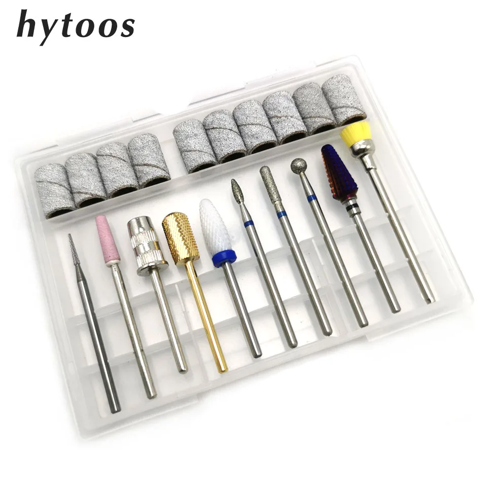 

HYTOOS 20Pcs Nail Drill Bit Set Best Quality Tornado Carbide Bit Rotary Cuticle Burr Manicure Pedicure Tool Kit For Nail Drill