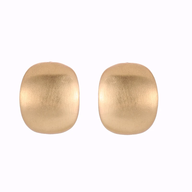 

Wholesale Geometric Rectangular Engravable Concave Clip On Earrings For Women, Gold/silver