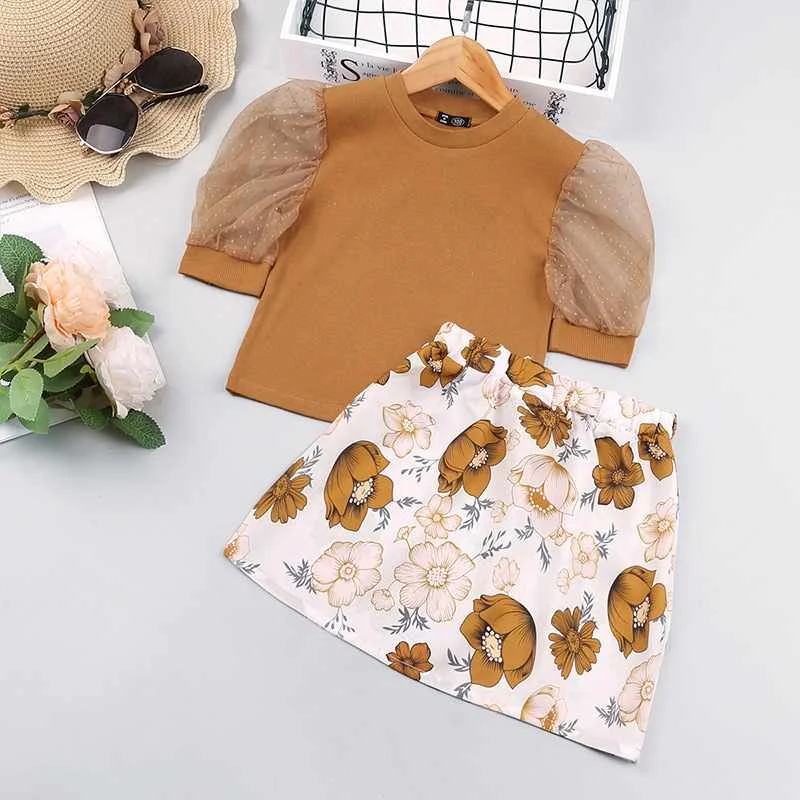 

New design girl clothes 2pcs floral girl clothing sets outfits