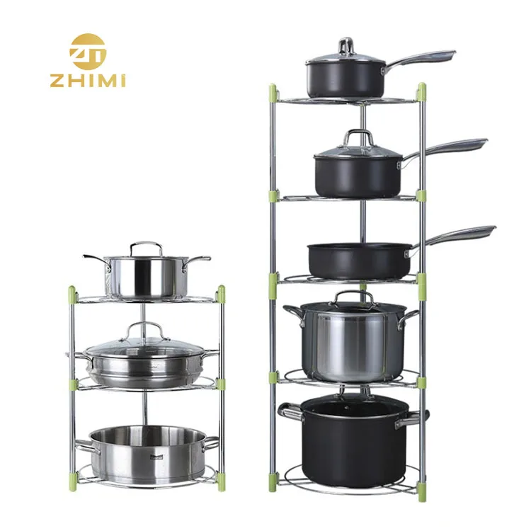 

High Quality Metal Iron Standing 5 Tiers Pots and Pans Storage Rack