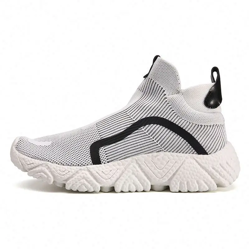

men's Slip - on Flying Mesh Upper Breathable Sneakers lightweight outdoor Sock Sports Shoes, Black red grey yellow