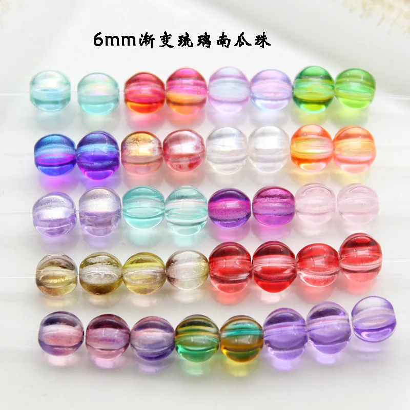 

New style DIY gradient color 6mm pumpkin beads crystal beads for Jewelry Making